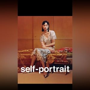 Self Portrait Champagne Sequinned Midi Dress